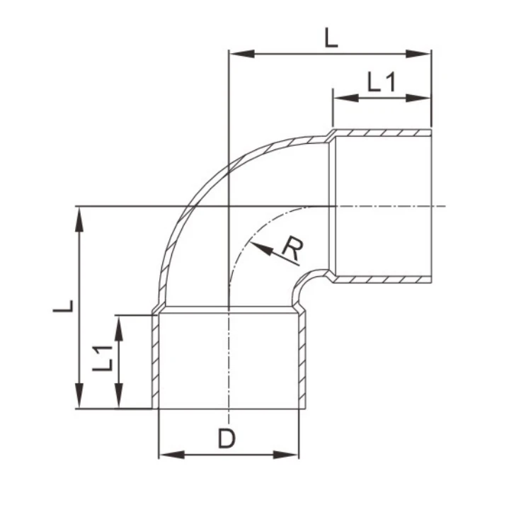 90° Socket mouth elbow 90° Socket mouth elbow